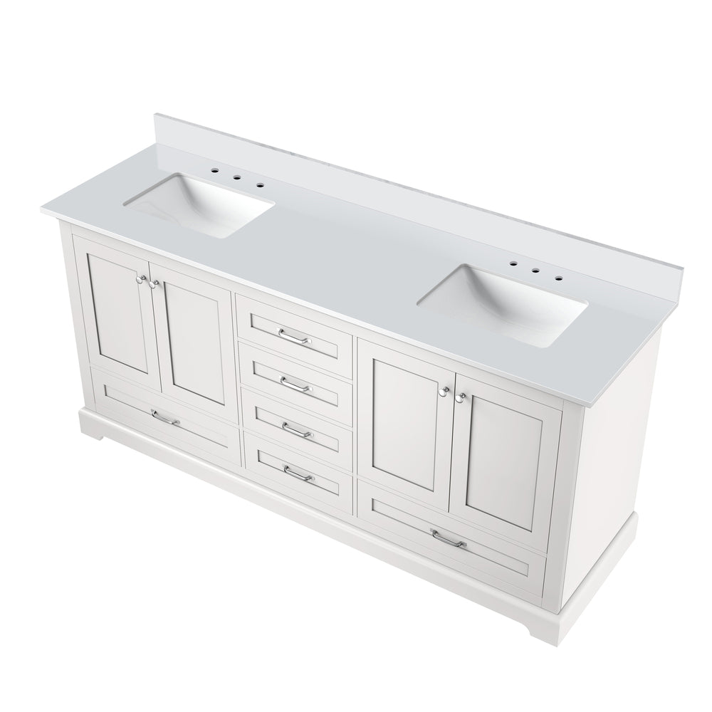 English Elm White 72" Double Bath Vanity with Cultured Marble Top, Solid Wood Frame, Soft-Close Drawers, Storage B2731P258392