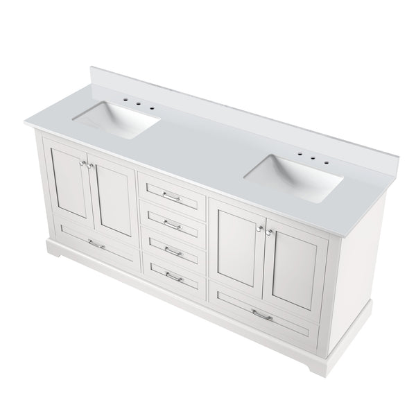 English Elm White 72" Double Bath Vanity with Cultured Marble Top, Solid Wood Frame, Soft-Close Drawers, Storage B2731P258392