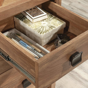 English Elm Computer Desk With Herringbone Top, Brown Finish, Smart Storage & Cable Management For Home Office B356P402724