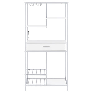 English Elm Draper Gloss White Led Wine Cabinet with Chrome Frame and Open Bar Shelving B062P441294