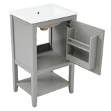 English Elm 20" Bathroom Vanity With Sink, Bathroom Cabinet With Soft Closing Door, Storage Rack and Open Shelf, Grey