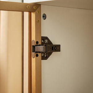 English Elm Deluxe Modern Carved Chest of Drawers with Tempered Glass Doors, 3 Drawers + 2 Compartments, Sleek Metal Legs White W1162P295364