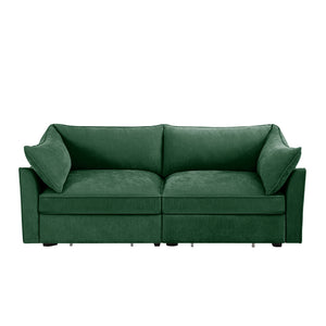English Elm 2 Seater Sofa With Chic Crescent Armrests, Storage Drawers & Soft Chenille Fabric For Small Spaces W3041S00182