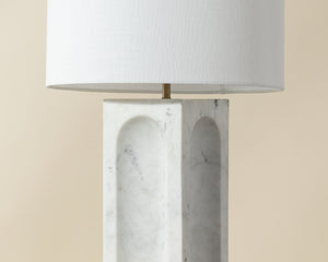 Sunpan Rohe Table Lamp - Elegant Marble Base, Modern Design, Perfect for Living Room or Bedroom Decor White