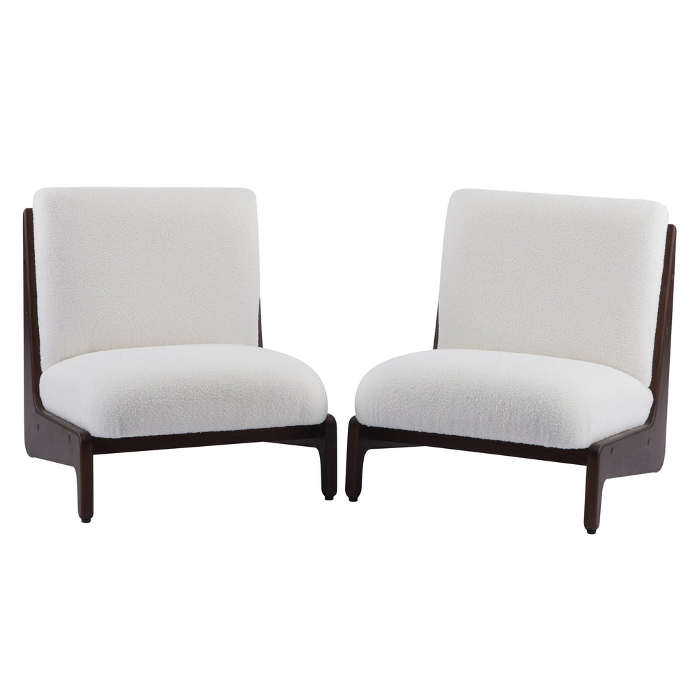 English Elm Scott Living Moda Set of 2 Accent Chairs White Cushion Matte Black Wood Frame Walnut N767P356660W