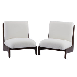 English Elm Scott Living Moda Set of 2 Accent Chairs White Cushion Matte Black Wood Frame Walnut N767P356660W