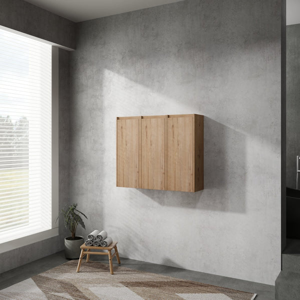 English Elm 36" Bathroom Side Cabinet Wall-Mounted With 3 Soft-Close Doors, Reversible Hinges, Scratch-Resist Finish W999S00220
