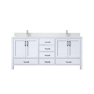 English Elm White Double Bath Vanity 72 in W x 22 in D with White Quartz Top, Soft-Close Storage & Chrome Faucet B2731P259097