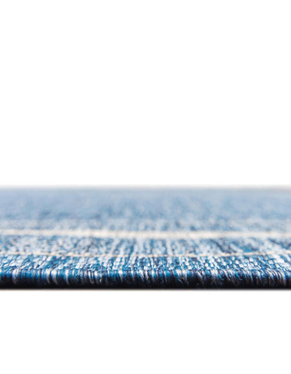 Unique Loom Outdoor Border Soft Border Machine Made Border Rug Blue, Ivory/Gray 7' 10" x 10' 0"