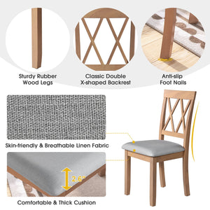 English Elm Dining Room Chairs Set of 2 Upholstered Accent Side Chairs with Padded Seat and Solid Wood Legs, Stylish Natural N752P216388A