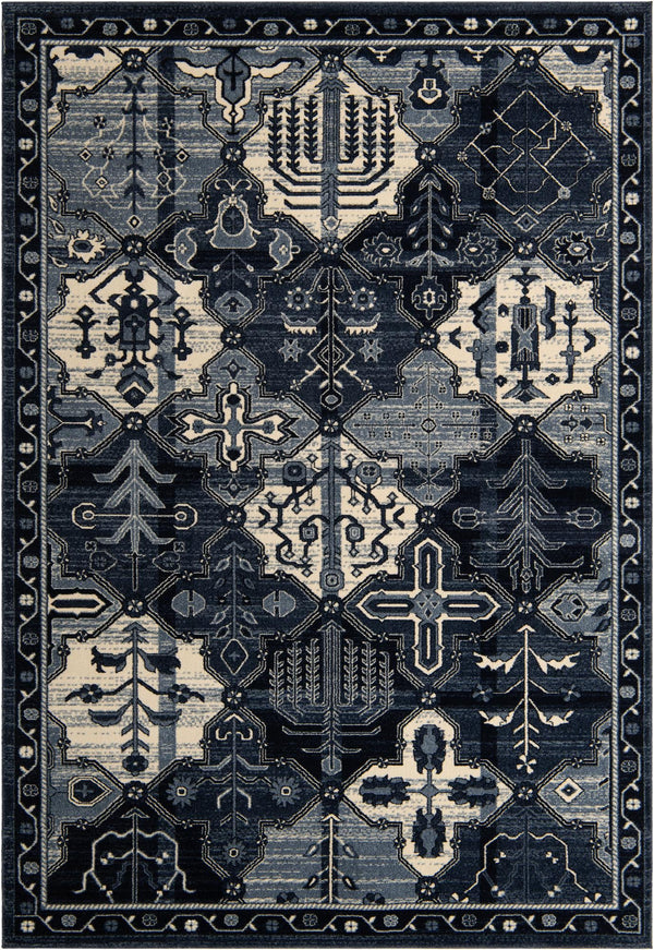 Unique Loom La Jolla Cathedral Machine Made Geometric Rug Blue, Ivory/Light Blue/Navy Blue 7' 1" x 10' 0"