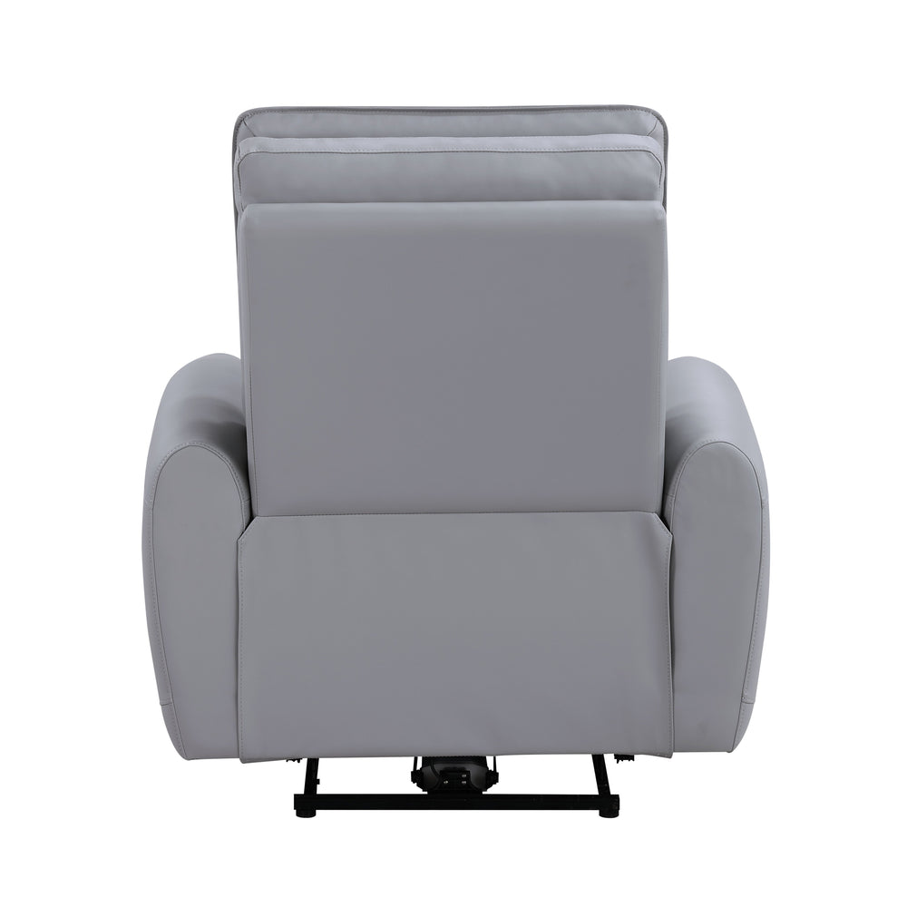 English Elm Jeromie Gray Faux Leather Power Recliner with USB/Type-C, Pocket Coil Seats & Solid Wood Frame B2726P375961
