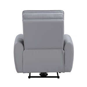 English Elm Jeromie Gray Faux Leather Power Recliner with USB/Type-C, Pocket Coil Seats & Solid Wood Frame B2726P375961
