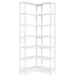 English Elm Compact Six Tier Bookcase with 12 Open Cubes for Slim Vertical Home Office Storage T3971P451232