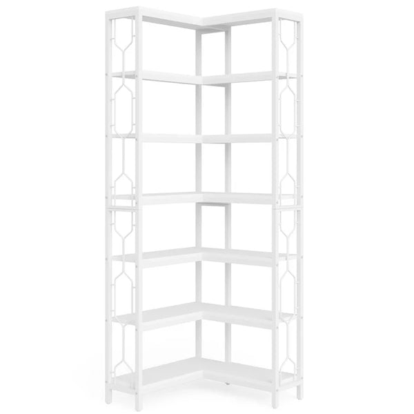 English Elm Compact Six Tier Bookcase with 12 Open Cubes for Slim Vertical Home Office Storage T3971P451232