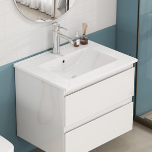 English Elm 24-inch Ceramic Undermount Bathroom Sink Gloss White Glaze with Pre-drilled Faucet Opening W3151P264908
