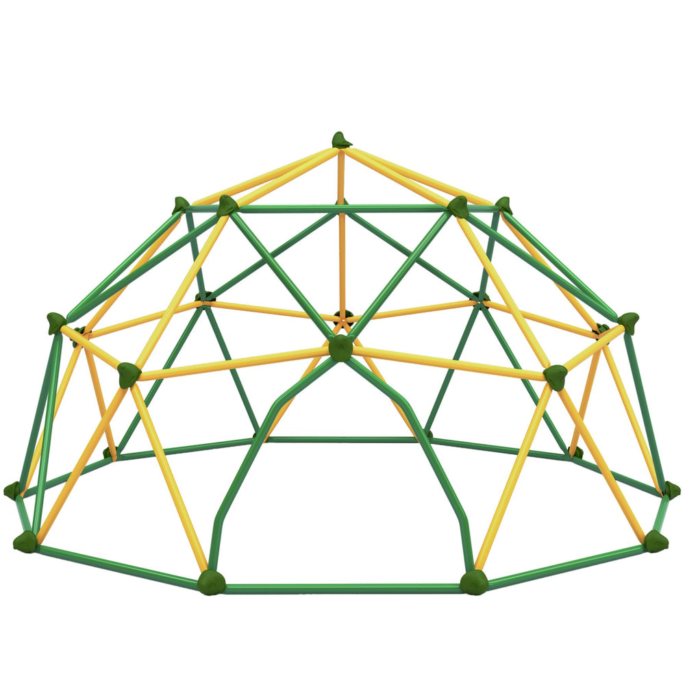English Elm 12ft Geodesic Steel Climbing Dome Outdoor Play Structure 1000 Lb Capacity Kids Green + Yellow N710P261137L