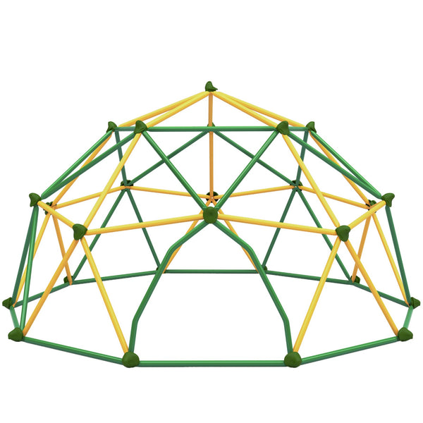 English Elm 12ft Geodesic Steel Climbing Dome Outdoor Play Structure 1000 Lb Capacity Kids Green + Yellow N710P261137L