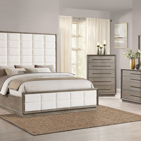 English Elm Prescott Modern Taupe Oak Nightstand with Mitered Trim, 2 Drawers + Open Shelf for Stylish Storage B062P375999