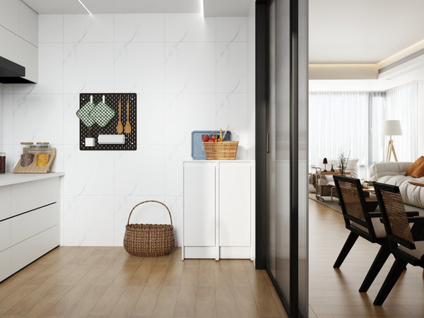 English Elm 24" Modular Plywood Storage Cabinet Glossy White Soft Close Doors for Bath or Kitchen W999S00519