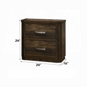 English Elm Transitional Rustic Two-Drawer Nightstand with Ample Storage, Solid Wooden Build and Easy Assembly Walnut 19 L x 27 W x 28 H B2741P323088
