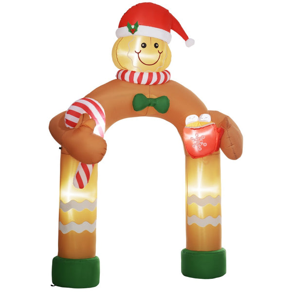 English Elm Outsunny 9.2' Inflatable Gingerbread Man Arch With Led Lights - Whimsical Outdoor Christmas Decor W2225P249973-GIGA