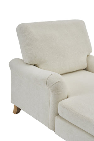 English Elm Modern Mid-Century Oversized Chaise Lounger Sofa Bed with Solid Wood Legs, Deep Seat Comfort Sleeper White W2363S00071