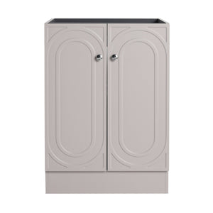 English Elm 24" Freestanding Bathroom Vanity with Integrated Basin Design, Adjustable Shelf & 3 Metal Handles, Eco Plywood Finish khaki W999P241051