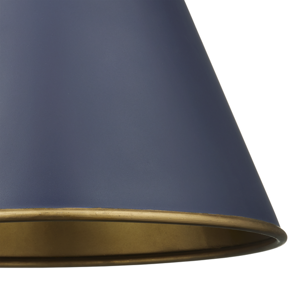 Pierrepont Blue Pendant Light - Wrought Iron Fixture with Gold Leaf Interior for Modern Elegance