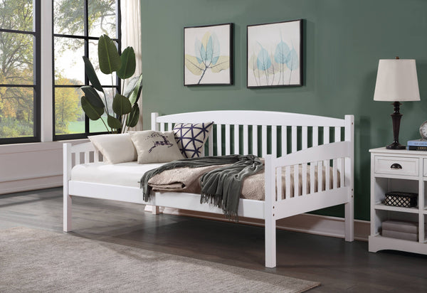 English Elm Caryn White Twin Daybed - Mission Style Slatted Panel, 13-Slat System, No Box Spring Needed, 330lb Capacity B2726S00336