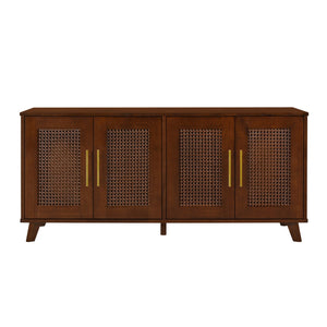English Elm Lars Rubberwood Rattan Dog Crate Cabinet Stylish Pet Kennel for Living Room Walnut N775P397559W