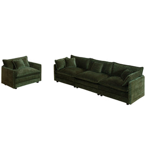 English Elm 2-piece Modular Green Chenille Sofa Set with Deep Cushioned Seating for Living Room W714S00463