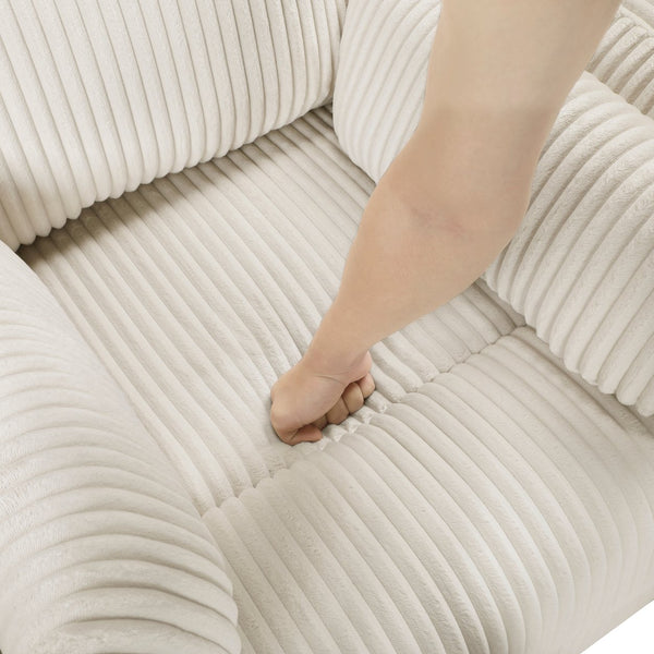 English Elm Beige Corduroy Reclining Swivel Glider Chair with 360° Rotation, Plush Cushioning & Smooth Motion B011P383305