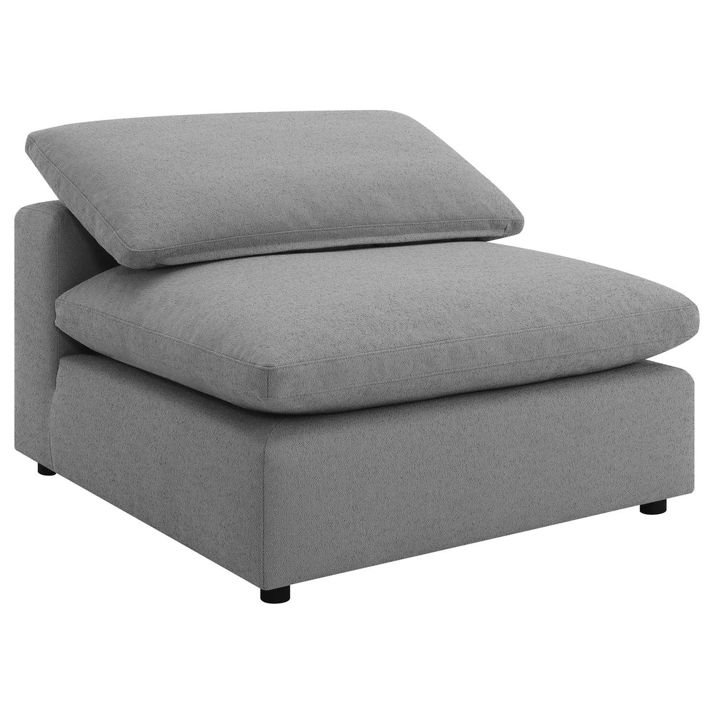 English Elm Segoura Plush Grey Boucle Armless Chair — Modern Boxy Upholstered Seat with Cushiony Pillows, 33"H B062P375521