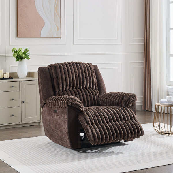 English Elm Cc Power Recliner Chair Faux Leather Executive Seat with Usb Port for Home Office Brown Mix W1805S00197