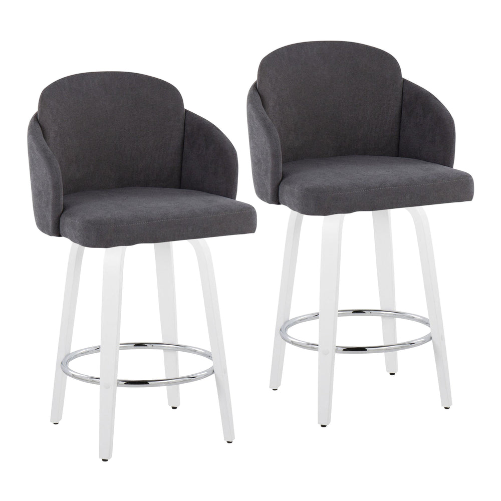 English Elm Fixed-height Swivel Counter Stools with Faux Leather Seats and Chrome Footrest Set of 2 Grey B202S01810