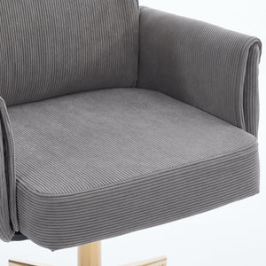 English Elm Mid-back Striped Fabric Office Chair with Gold Base Ergonomic Memory Foam Lumbar Gray W2311P420443