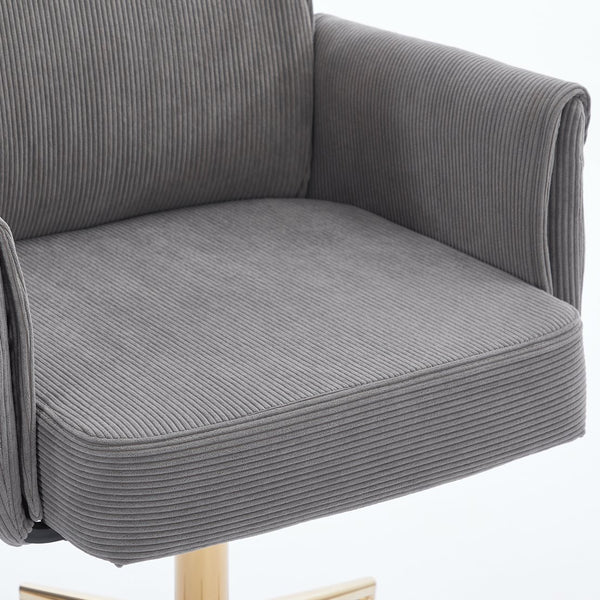English Elm Mid-back Striped Fabric Office Chair with Gold Base Ergonomic Memory Foam Lumbar Gray W2311P420443