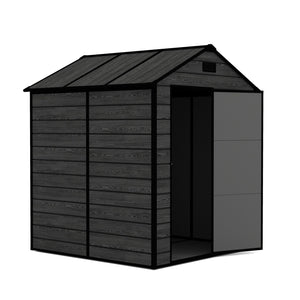 English Elm Campcraft Resin Storage Shed 6x6 Ft Polypropylene Waterproof Outdoor Wood Grain W1598S00029