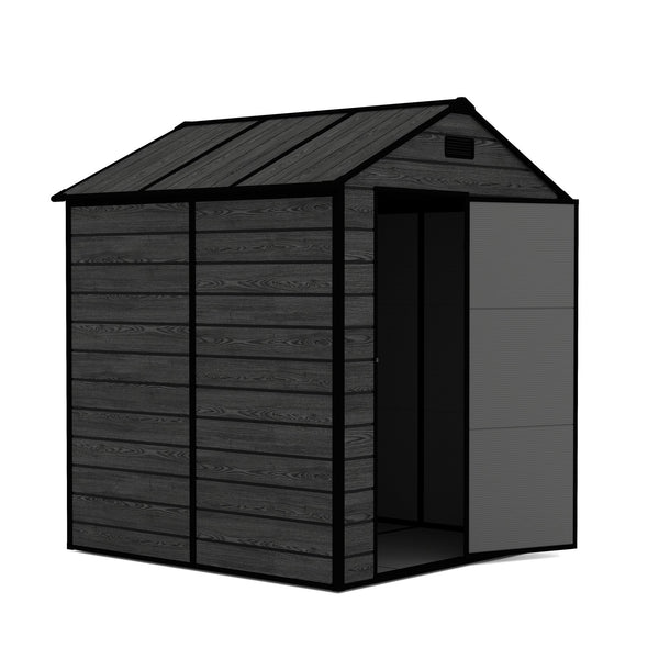 English Elm Campcraft Resin Storage Shed 6x6 Ft Polypropylene Waterproof Outdoor Wood Grain W1598S00029