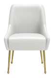 Maxine Dining Chair White & Gold 109714 Zuo Modern