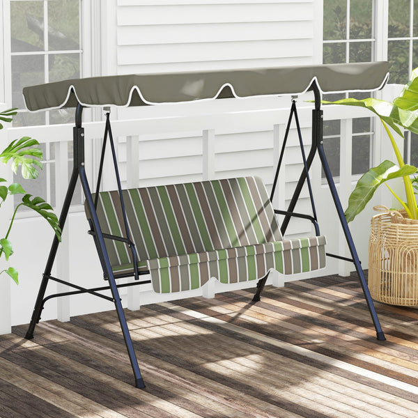 English Elm Outsunny 3 Person Porch Swing with Steel A-frame Uv Canopy and Cushioned Outdoor Seating W2225P200601