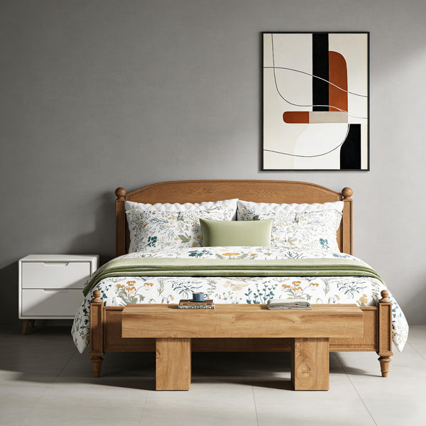 English Elm Modern Farmhouse Wood Grain Bench Versatile Seating for Entryway Bedroom or Dining T3971P447337