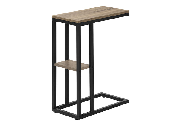 English Elm Accent Table - Sleek C-Shaped Design For Living Room Or Bedroom, Modern Brown Laminate & Black Frame B2710P219398
