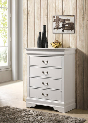 English Elm Louis Louis Phillipe G3160-BC 4 Drawer Chest with Carved Bases Curved Mouldings and Durable Drawers White 22 L x 37 W x 47 H B078108233