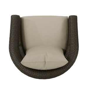 English Elm Outdoor Wicker Swivel Accent Chair with Aluminum Frame for Patio Resort Lounging N757P410822B