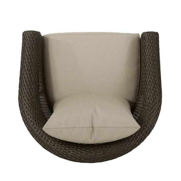 English Elm Outdoor Wicker Swivel Accent Chair with Aluminum Frame for Patio Resort Lounging N757P410822B