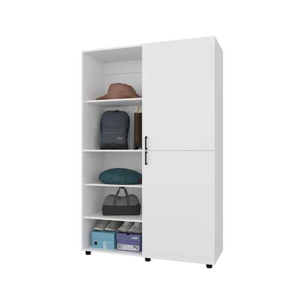English Elm Ollie modern 2-door wardrobe with open shelving, scratch-resistant finish, roomy hanging space and shelves White 53 L x 23 W x 6 H B128S00186