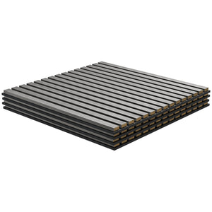 English Elm HOMCOM 3D Faux Wood Wall Panels 24" x24" Sound Absorbing Slat Panels for Home Office & Ceiling Decor Gray W2225P229716