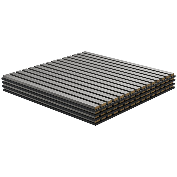 English Elm HOMCOM 3D Faux Wood Wall Panels 24" x24" Sound Absorbing Slat Panels for Home Office & Ceiling Decor Gray W2225P229716